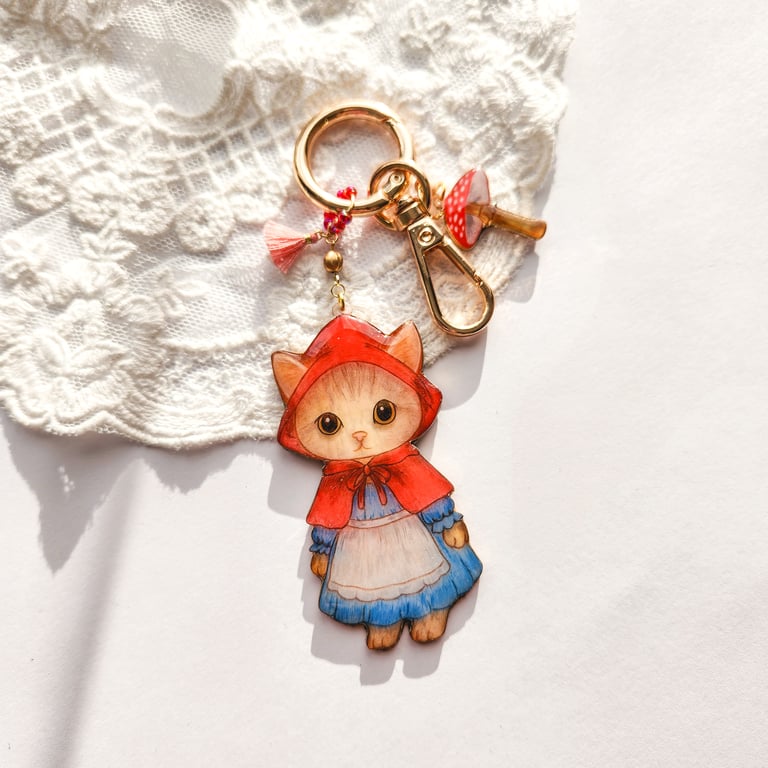 Cat Bag Charm and Detachable Keyring