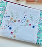 Make up bag in reclaimed embroidered cloth with Liberty trim and denim - Image 2