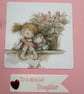 Birthday card for a special daughter.  Cute girl sat with her cat and flowers  - Image 5