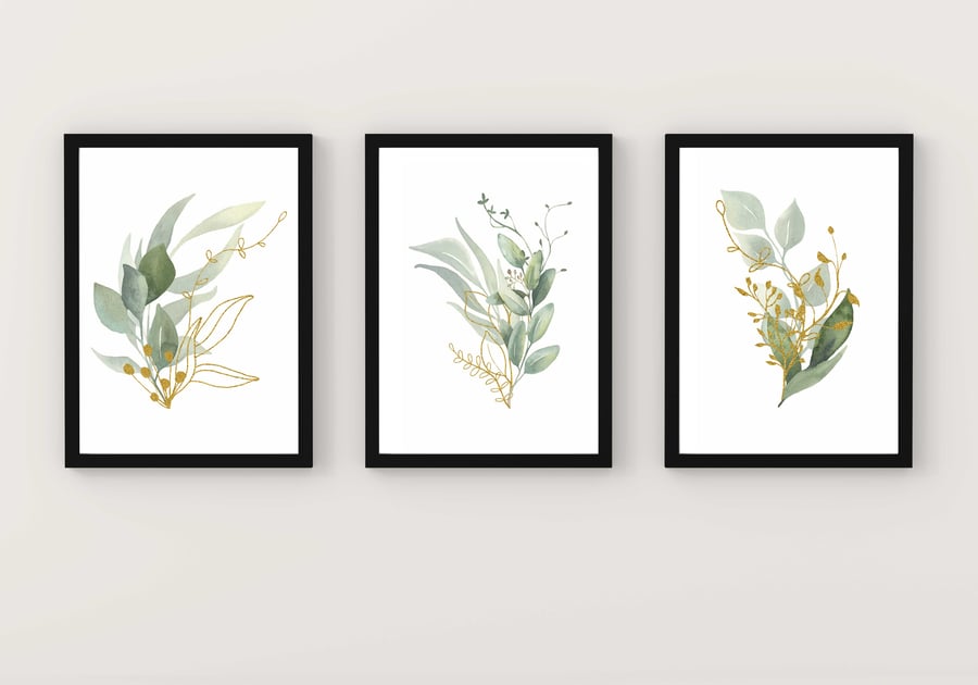 Greenery wall prints, eucalyptus wall decor, botanical wall art prints