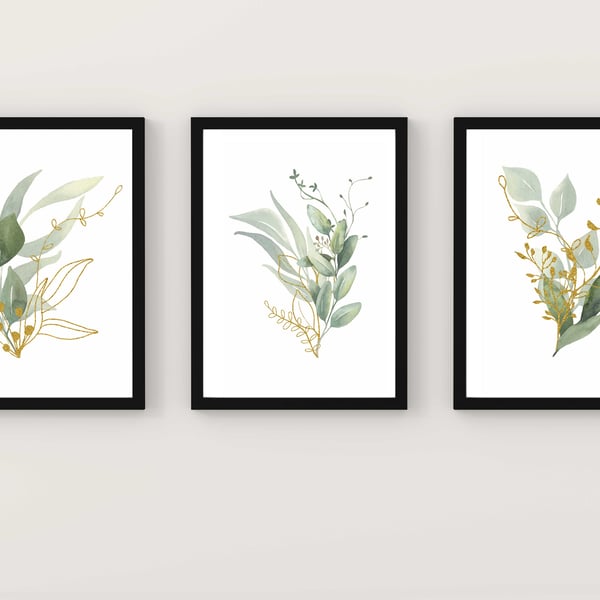 Greenery wall prints, eucalyptus wall decor, botanical wall art prints
