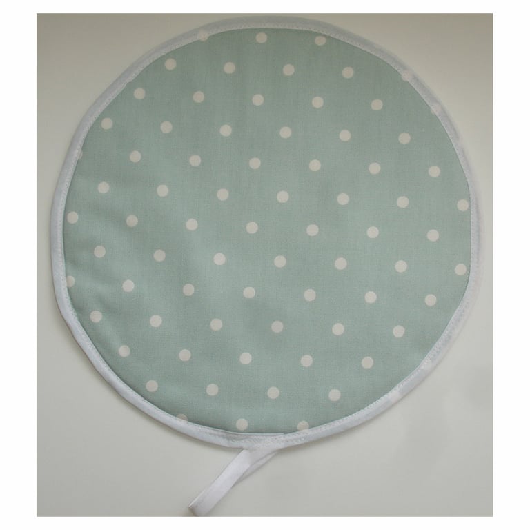 Aga Hob Lid Mat Pad Hat Round Cover Surface Saver Duck Egg White Polka Dot Spot