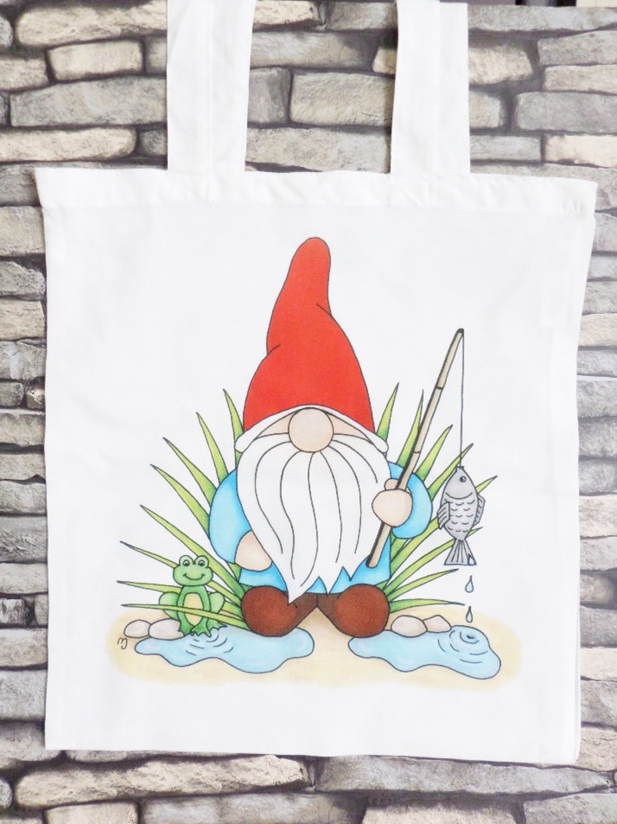 ‘Norm’ Fishing Gnome Tote Bag - Eco Friendly Bag - Shopping Bag - Craft Bag