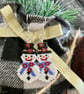 Festive Poinsettia Snowman Earrings, Beadwork Christmas Earrings - Image 2