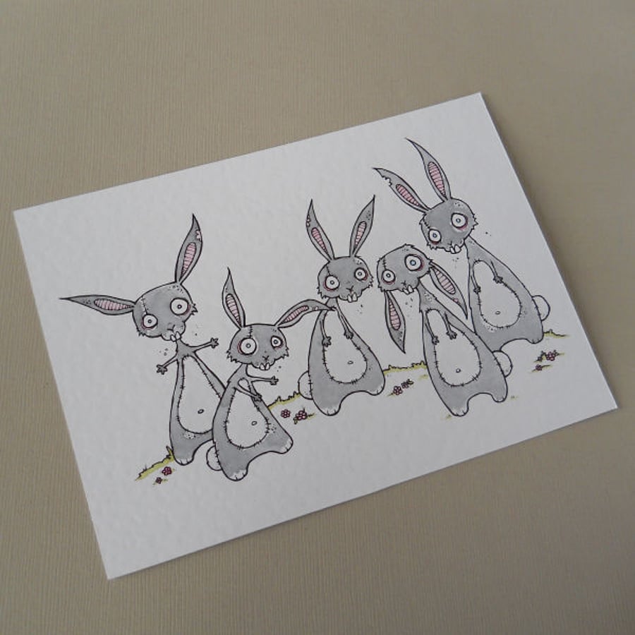 zombie rabbit horde - original illustration