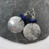 Large round silver and lapis lazuli earrings 