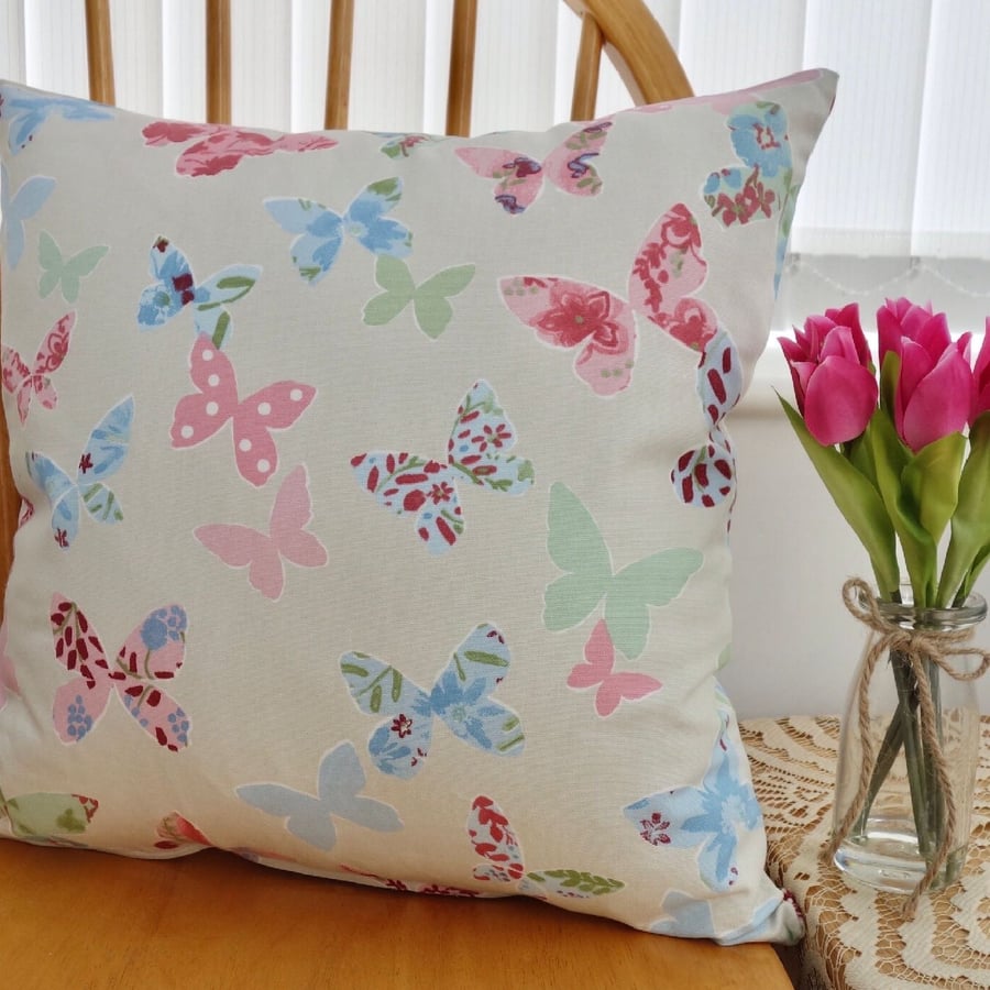 Cushion: Patterned Butterflies design, Double Sided with pad and zip fastening 