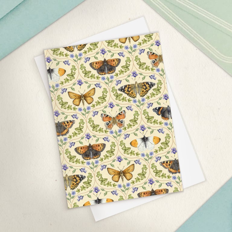 Single Ogee Butterfly Greetings Card - A6 Size