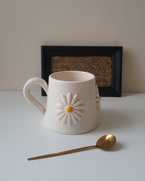 Ceramic Flower mug, handmade potter