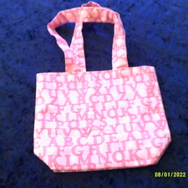 Pink Alphabet Childs Fabric Handbag