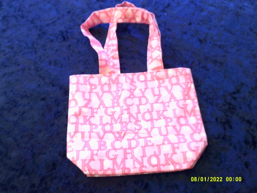 Pink Alphabet Childs Fabric Handbag
