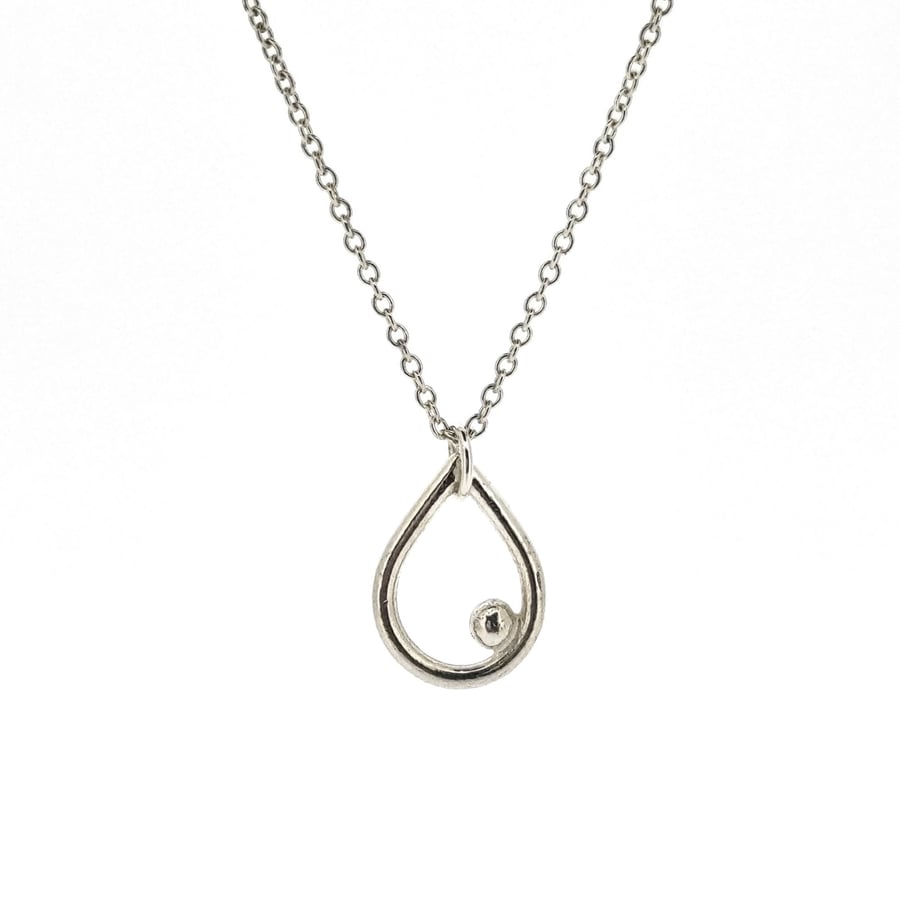 Silver Iris teardrop necklace