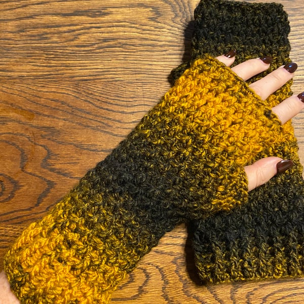 Warm Hearted Crochet Wrist Warmers - Colonel Mustard’s Candlestick 