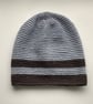 SLOUCH BEANIE hat 'Traveller'. Alpaca and wool blend. Ice blue, brown. - Image 5