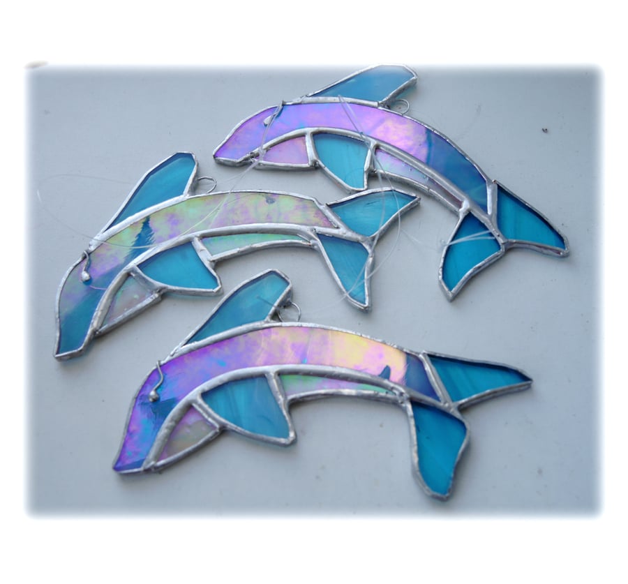 Image of Dolphin Suncatcher Stained Glass Handmade 023 or 024