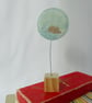 Embroidered Raincloud fabric ornament on wooden block - Image 5