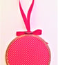 Christmas Birds and Holly Heart Cross Stitch Hoop decoration - Image 3
