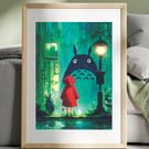 Studio Ghibli My Neighbour Totoro Inspired A3 Unframed Digital Art Print