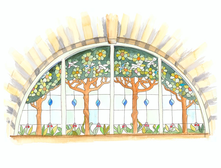 Royal Arcade stained glass window, A3 giclée print
