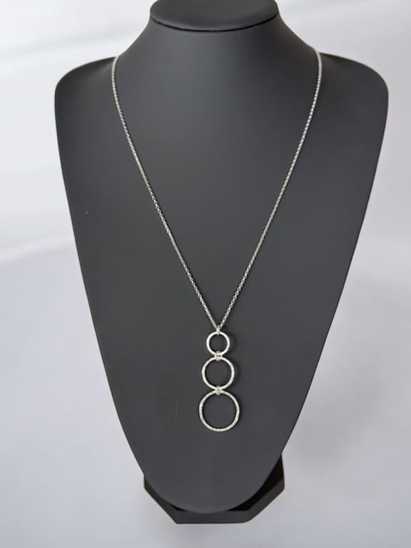 Sterling Silver Circles Necklace, Thee Circles Pendant