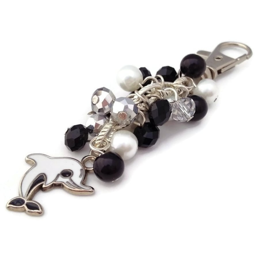 Black and White Dolphin Handbag Charm