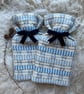 Mini Hotwater bottle - Blue & Grey stripe. Handwoven in Wales - Image 7