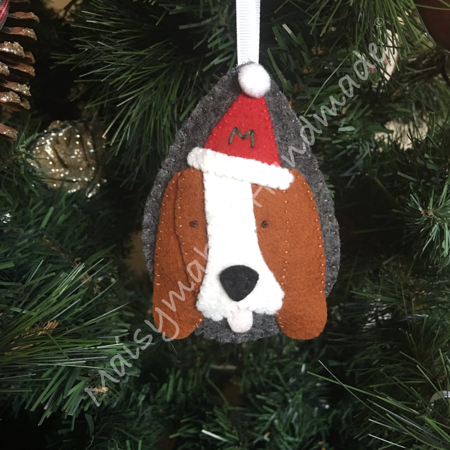 Christmas Beagle Tear Drop Bauble