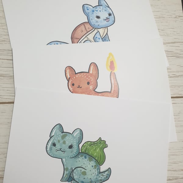Pokemon Starter Cats Print Trio