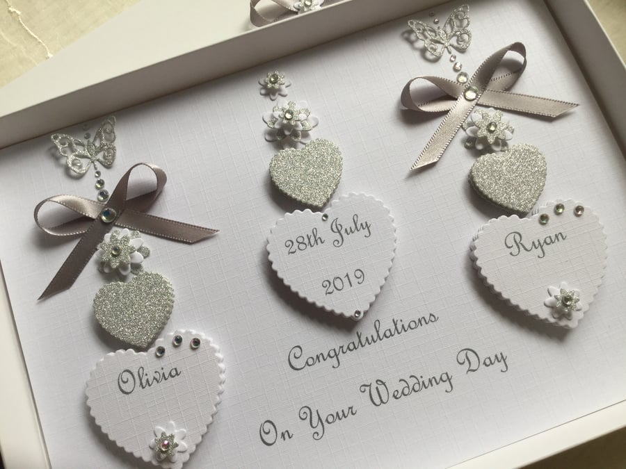 Personalised Gift Boxed Wedding Card Engagement Anniversary Silver 25 Diamond 60