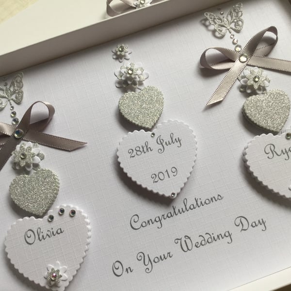 Personalised Gift Boxed Wedding Card Engagement Anniversary Silver 25 Diamond 60