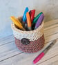 Crochet container, plant pot cover, new home gift, desk tidy, recycled - Image 6