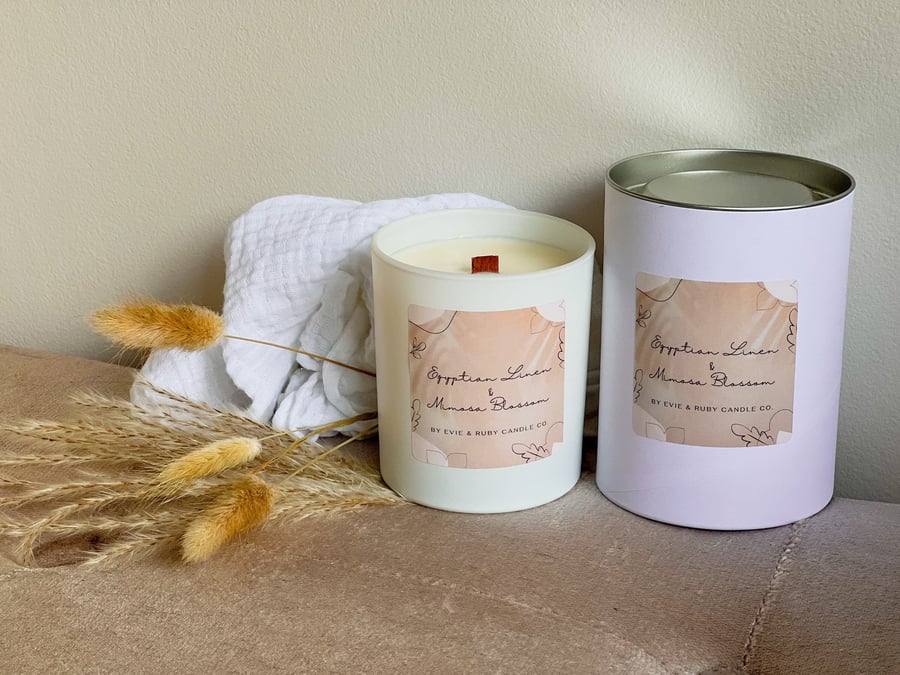 Egyptian Linen & Mimosa blossom wood wick 30cl candle