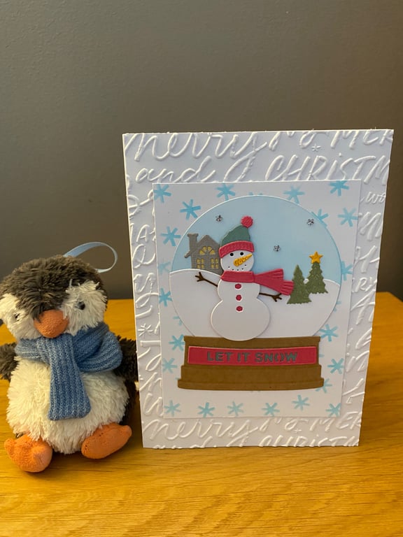 Handmade Christmas Card – Let It Snow Snow Globe Christmas Card
