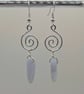 Blue Lace Agate Spiral Earrings, Sterling Silver Hooks, Open Spiral Charms - Image 5
