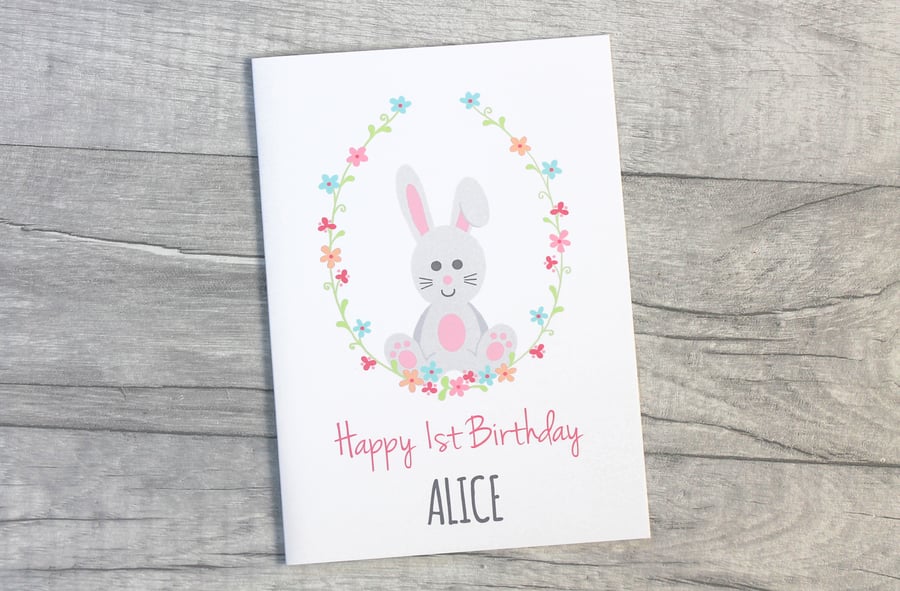 Rabbit Birthday Card, Girls 1st, 2nd, 3rd, 4th, 5th Happy Birthday Card
