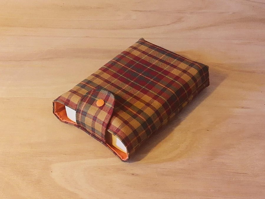 Personalised Brown and Orange Tweed Tartan Book Sleeve, plaid book bag