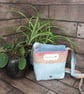 Upcycled Coffee Sack - Mini Shoulder Bag - Blue with floral panel - Image 3