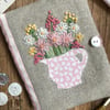 Hand embroidered needle case using Emma Bridgewater 'Pink Hearts' fabric