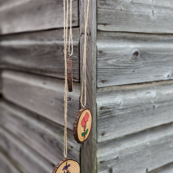 Garden natural wooden hanging ornament mobile