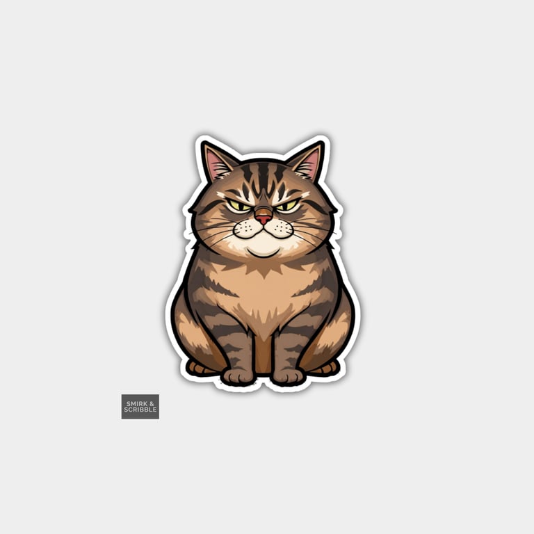 Funny Novelty Vinyl Sticker -  Smirking Cat
