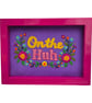'On the Huh' Hand Embroidered Floral Framed Wall Art – 5x7 Inch gloss pink bo Fr - Image 2