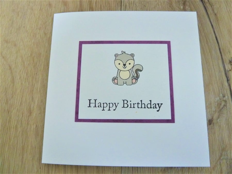 happy birthday squirel card