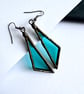 Marine blue stained glass dangle earrings, Unique jewellery for her - Image 1