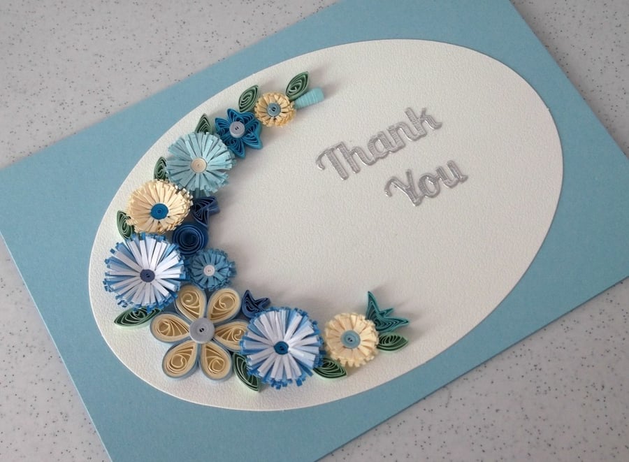 Quilled thank you card Folksy