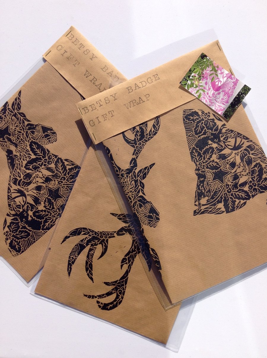 Hand Printed Luxury Christmas Wrap