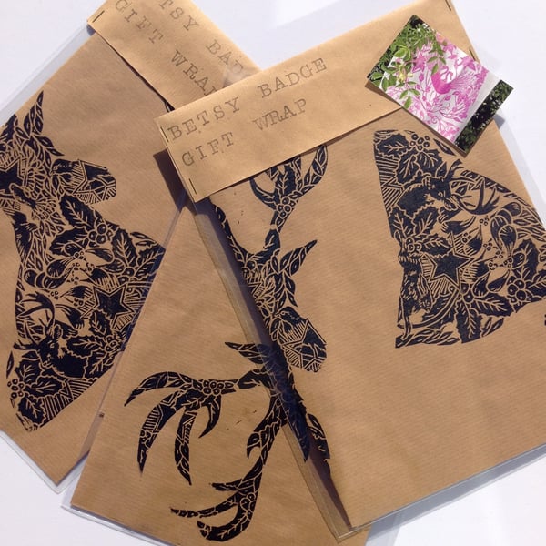 Hand Printed Luxury Christmas Wrap