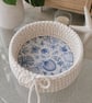 Handmade Crochet Basket, Sea Theme Bottom, Coastal Storage Bin (20x7 cm),  