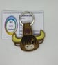 Embroidered highland cow head Keyring - Image 1