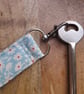 Floral Tilda Fabric Wristlet keyring for Keys or Phone - Fabric Keyfob - Teal - Image 2