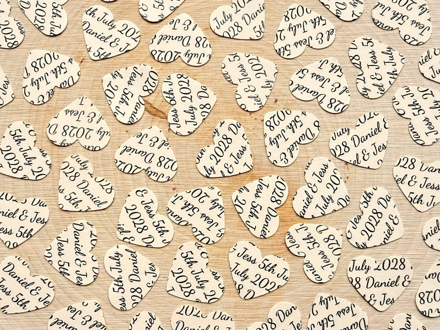 Cream Personalised Heart Confetti, Any Wording Custom Hearts, Wedding Decor 